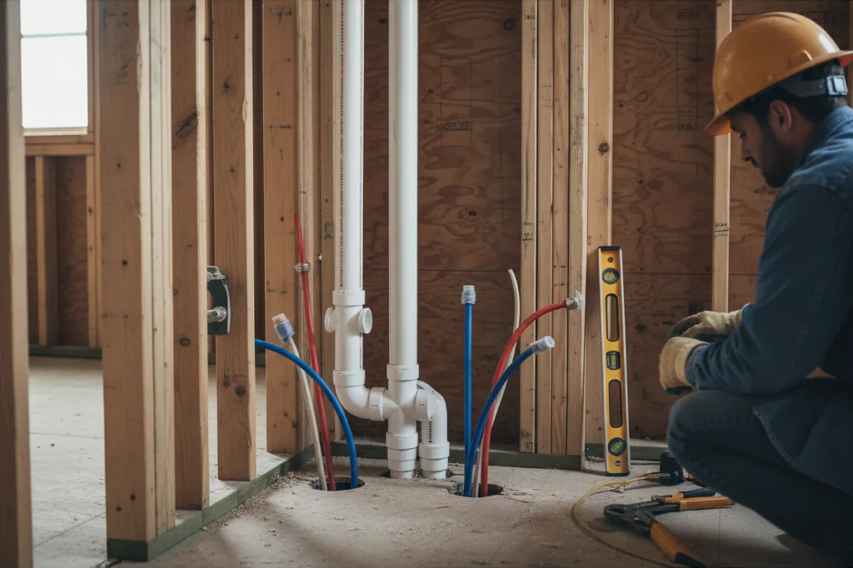 Drain and supply rough-in during Leak Detection in Homerville